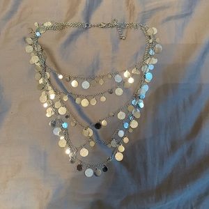 Silver multi layer necklace